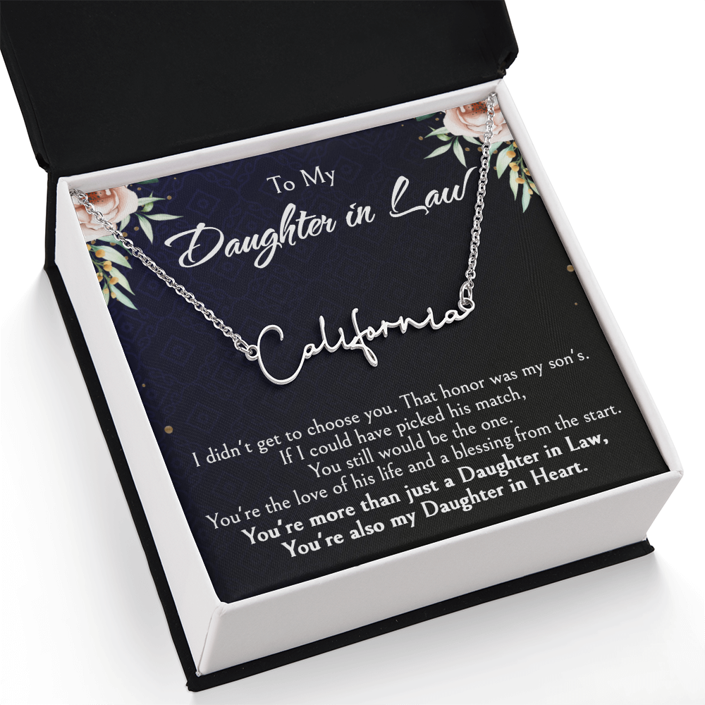 Custom Name Jewelry Gift for Daughter-in-Law, Meaningful Bonus Daughter Gift from Mother-in-Law, Personalized Pendant with Message Box