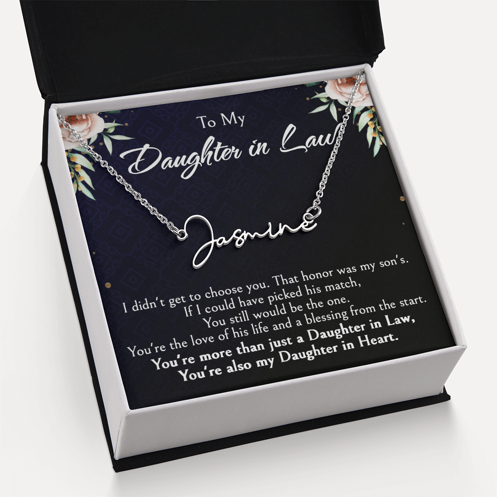 Custom Name Jewelry Gift for Daughter-in-Law, Meaningful Bonus Daughter Gift from Mother-in-Law, Personalized Pendant with Message Box