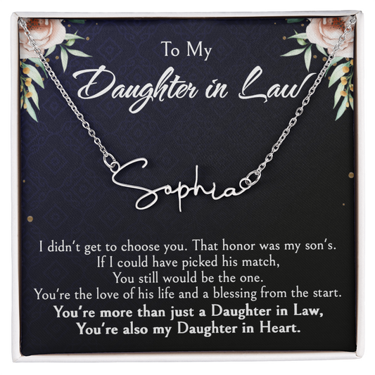 Custom Name Jewelry Gift for Daughter-in-Law, Meaningful Bonus Daughter Gift from Mother-in-Law, Personalized Pendant with Message Box