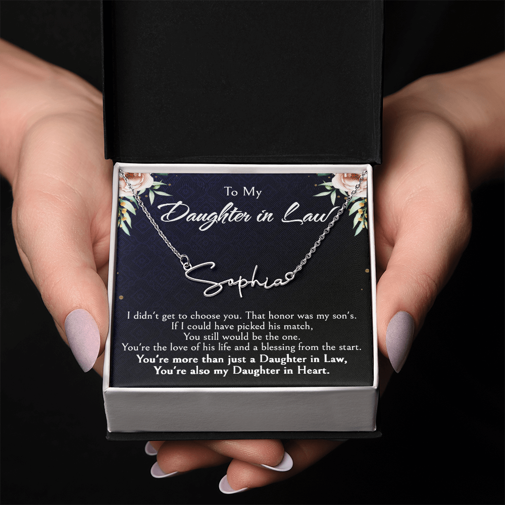 Custom Name Jewelry Gift for Daughter-in-Law, Meaningful Bonus Daughter Gift from Mother-in-Law, Personalized Pendant with Message Box