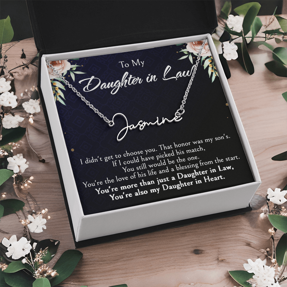 Custom Name Jewelry Gift for Daughter-in-Law, Meaningful Bonus Daughter Gift from Mother-in-Law, Personalized Pendant with Message Box