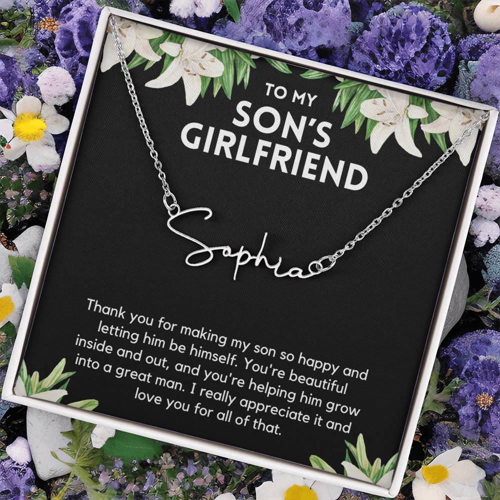 Personalized Son's Girlfriend Necklace - Perfect Gift Ideas for Christmas, Birthdays,  Valentines