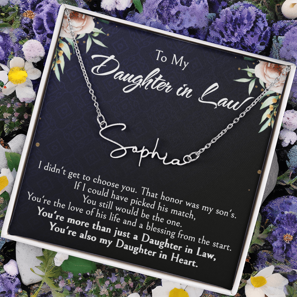 Custom Name Jewelry Gift for Daughter-in-Law, Meaningful Bonus Daughter Gift from Mother-in-Law, Personalized Pendant with Message Box
