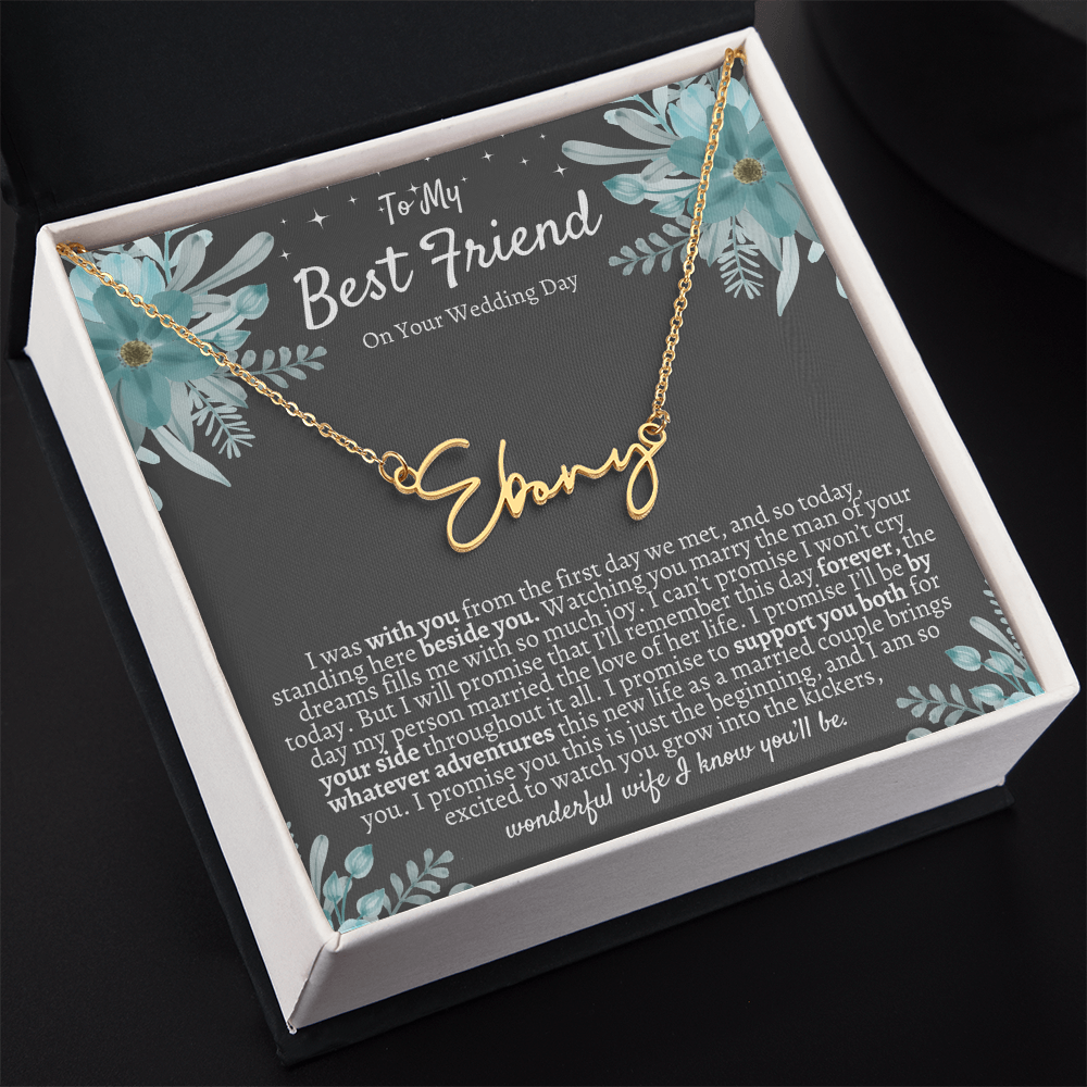 To My Best Friend On Your Wedding Day – Personalized Name Necklace, Custom Wedding Gift for Bride, Best Friend Wedding Jewelry, Made in USA