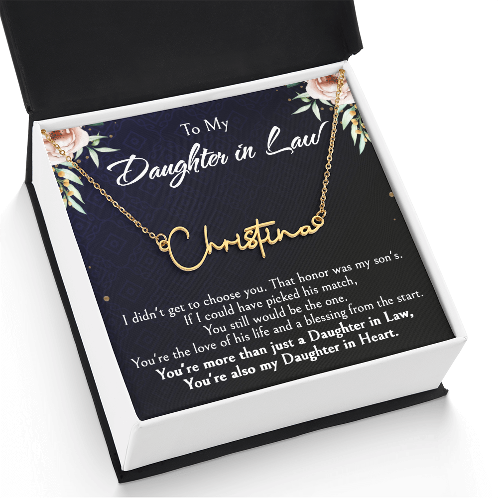 Custom Name Jewelry Gift for Daughter-in-Law, Meaningful Bonus Daughter Gift from Mother-in-Law, Personalized Pendant with Message Box