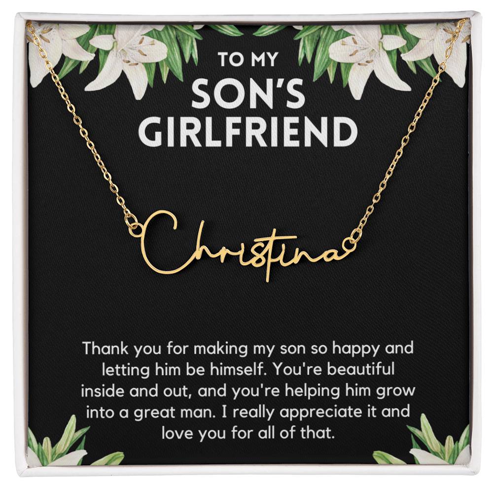 Personalized Son's Girlfriend Necklace - Perfect Gift Ideas for Christmas, Birthdays,  Valentines