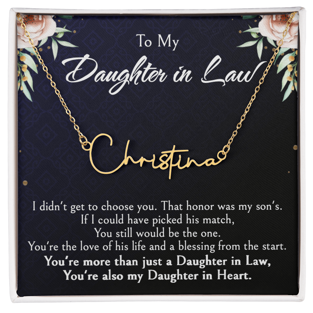 Custom Name Jewelry Gift for Daughter-in-Law, Meaningful Bonus Daughter Gift from Mother-in-Law, Personalized Pendant with Message Box