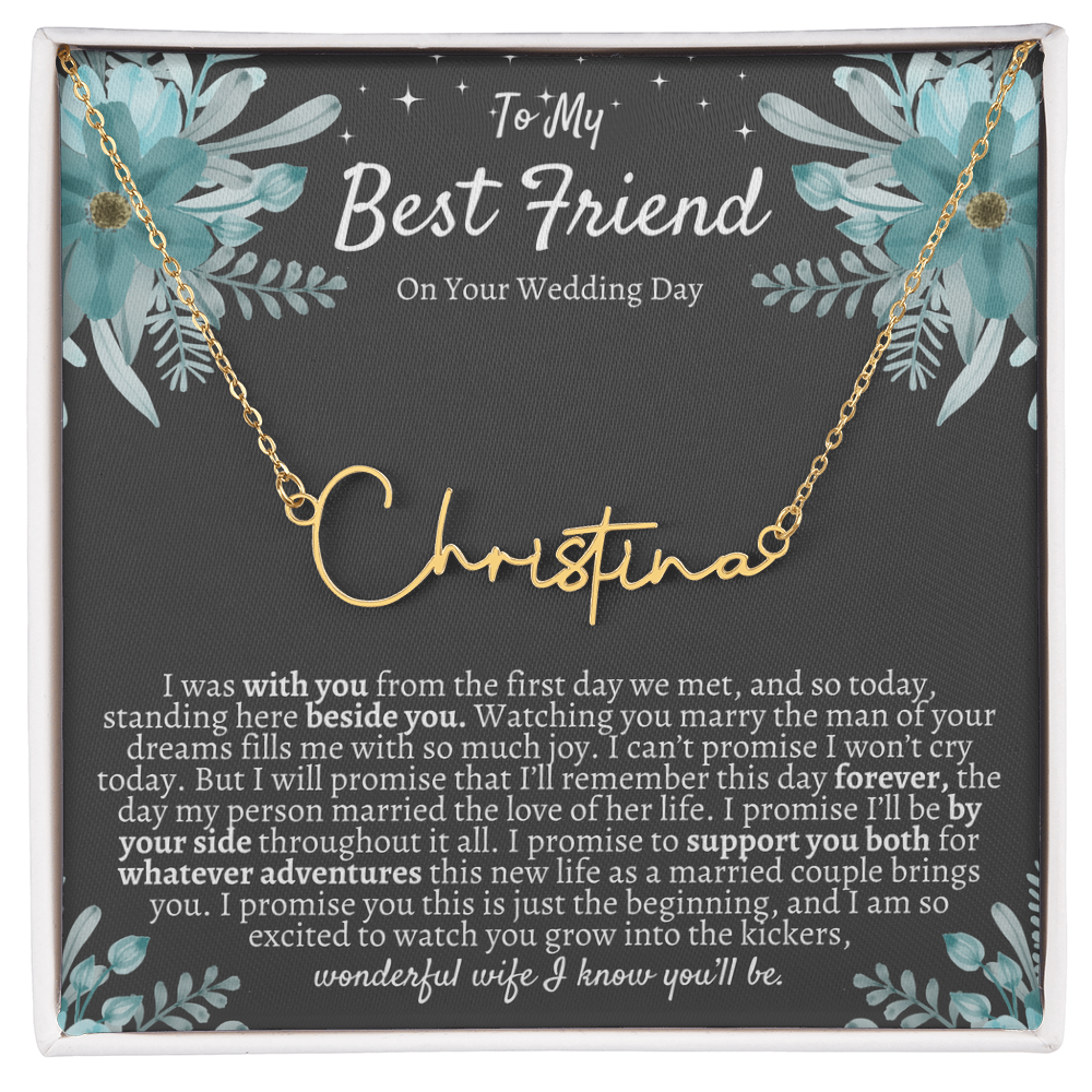 To My Best Friend On Your Wedding Day – Personalized Name Necklace, Custom Wedding Gift for Bride, Best Friend Wedding Jewelry, Made in USA