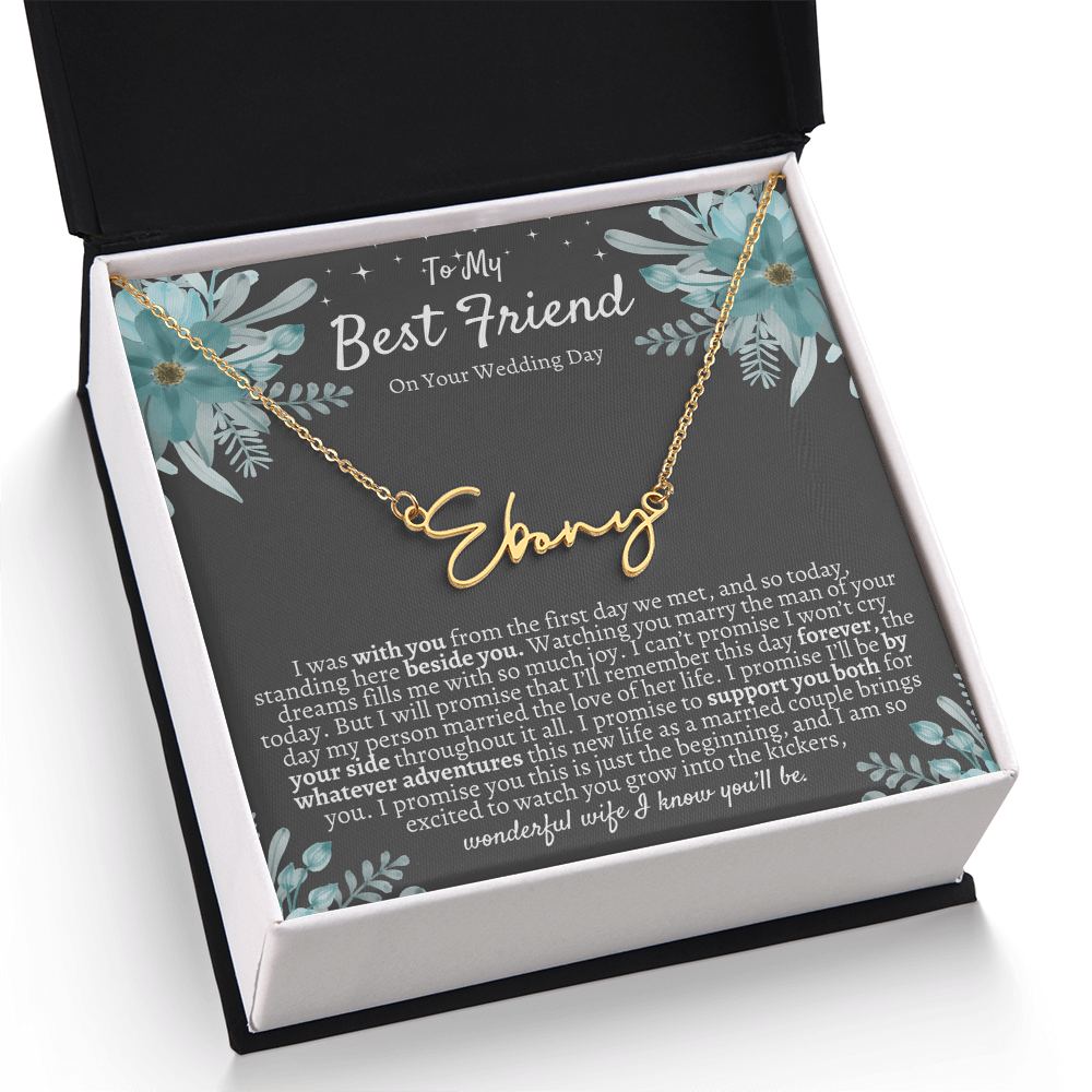 To My Best Friend On Your Wedding Day – Personalized Name Necklace, Custom Wedding Gift for Bride, Best Friend Wedding Jewelry, Made in USA