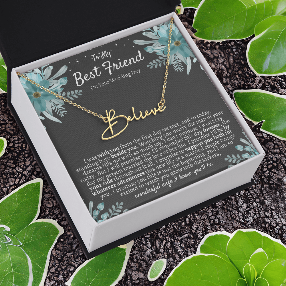 To My Best Friend On Your Wedding Day – Personalized Name Necklace, Custom Wedding Gift for Bride, Best Friend Wedding Jewelry, Made in USA