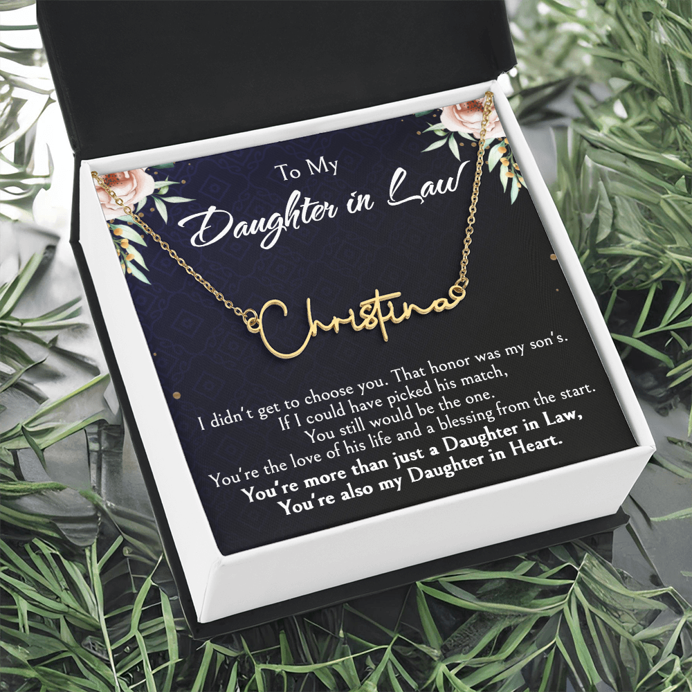 Custom Name Jewelry Gift for Daughter-in-Law, Meaningful Bonus Daughter Gift from Mother-in-Law, Personalized Pendant with Message Box