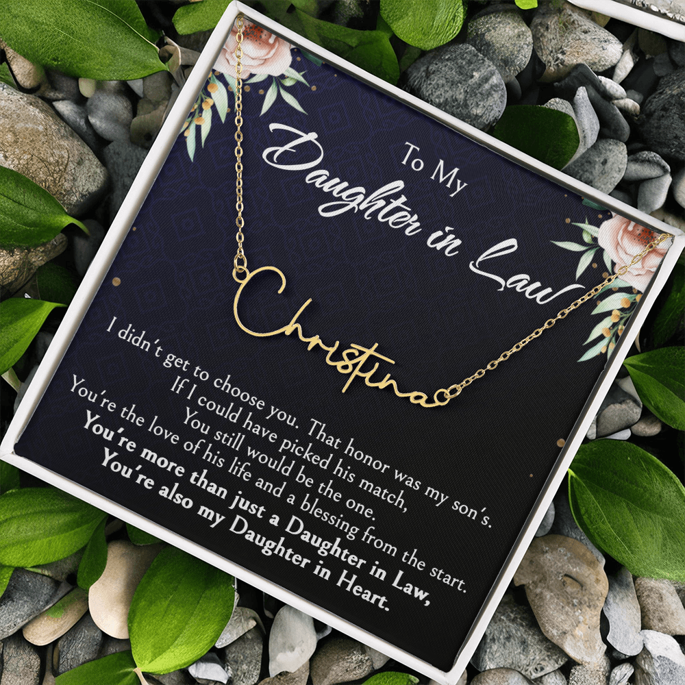 Custom Name Jewelry Gift for Daughter-in-Law, Meaningful Bonus Daughter Gift from Mother-in-Law, Personalized Pendant with Message Box