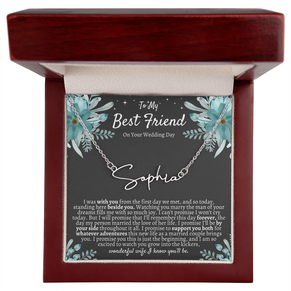 To My Best Friend On Your Wedding Day – Personalized Name Necklace, Custom Wedding Gift for Bride, Best Friend Wedding Jewelry, Made in USA