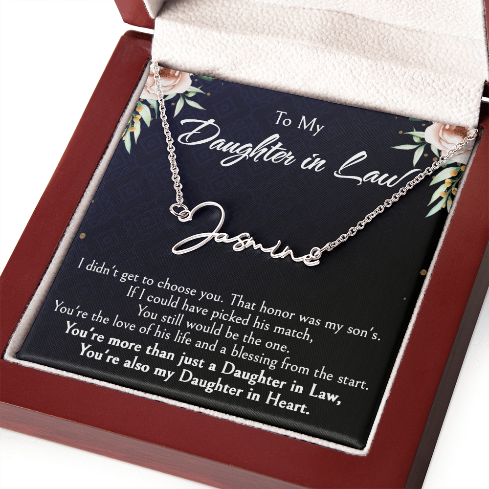 Custom Name Jewelry Gift for Daughter-in-Law, Meaningful Bonus Daughter Gift from Mother-in-Law, Personalized Pendant with Message Box