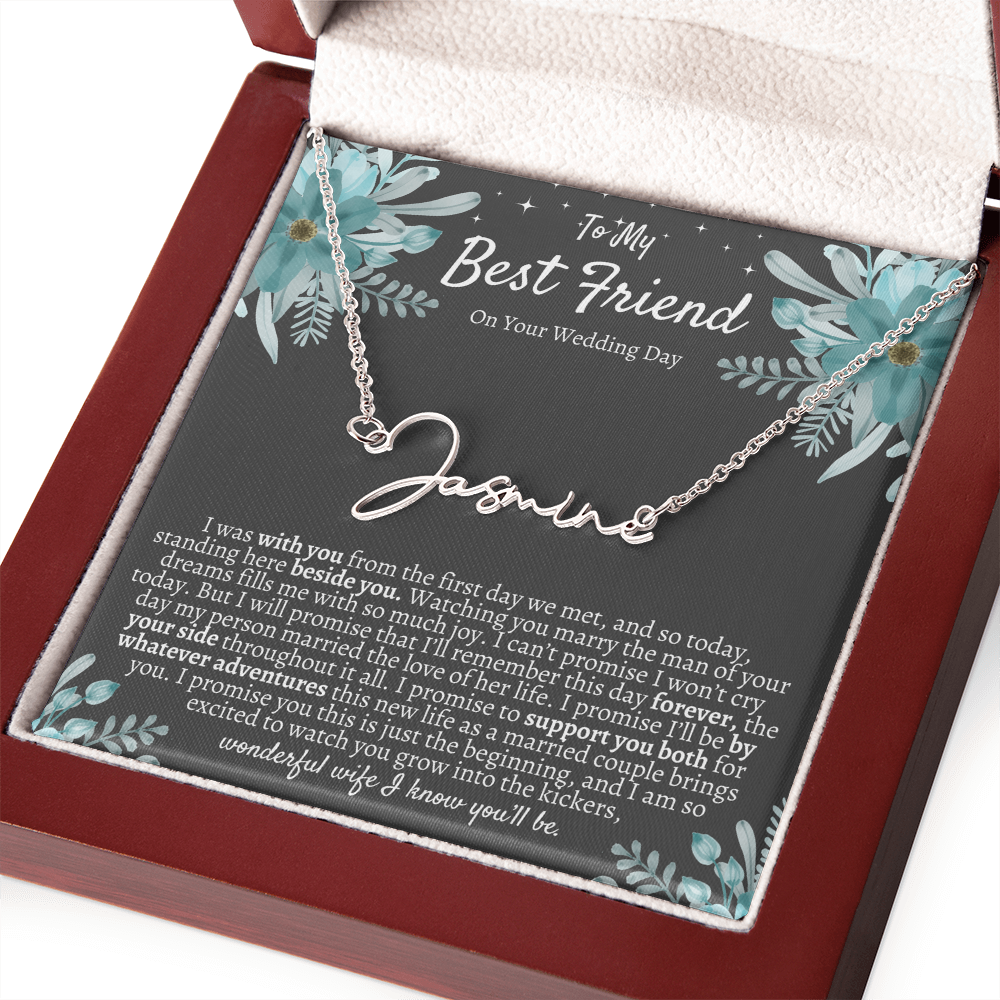 To My Best Friend On Your Wedding Day – Personalized Name Necklace, Custom Wedding Gift for Bride, Best Friend Wedding Jewelry, Made in USA