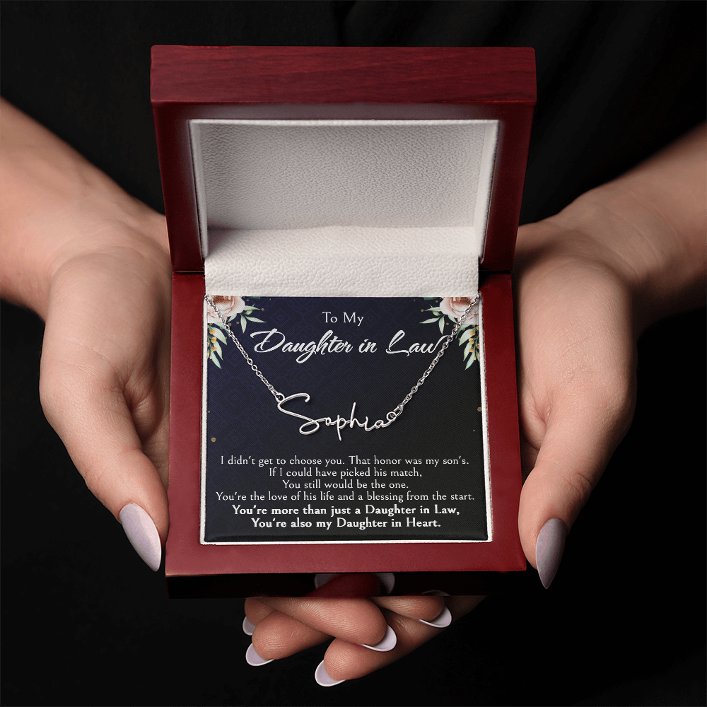 Custom Name Jewelry Gift for Daughter-in-Law, Meaningful Bonus Daughter Gift from Mother-in-Law, Personalized Pendant with Message Box