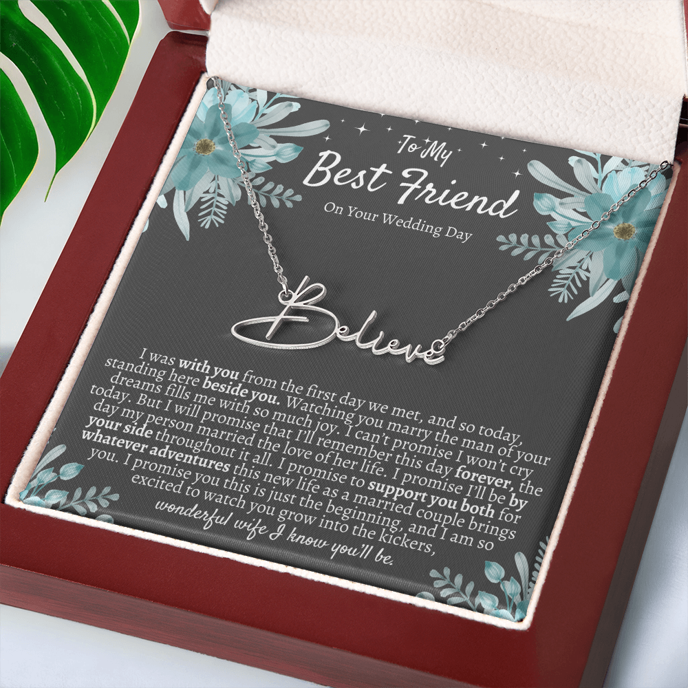 To My Best Friend On Your Wedding Day – Personalized Name Necklace, Custom Wedding Gift for Bride, Best Friend Wedding Jewelry, Made in USA