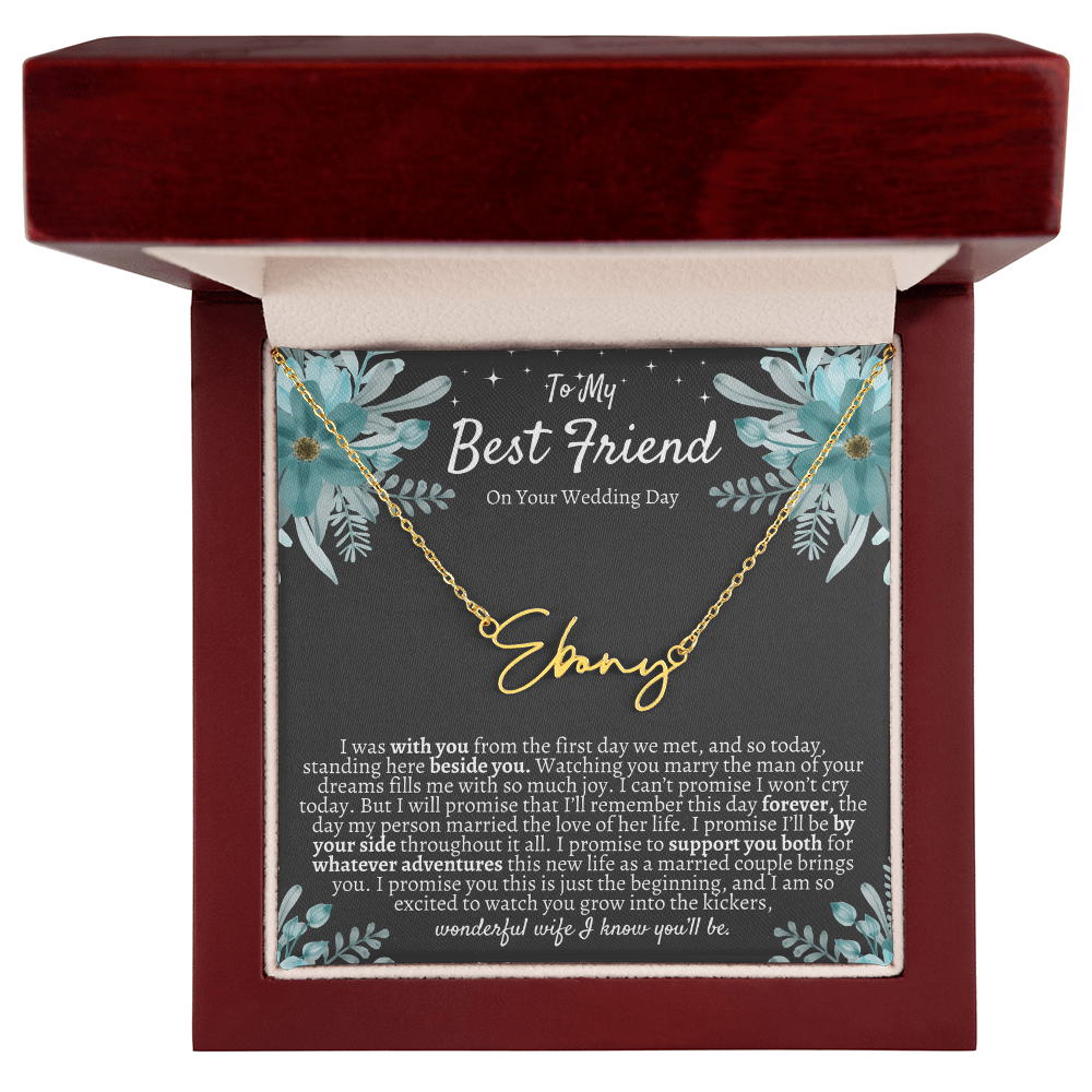 To My Best Friend On Your Wedding Day – Personalized Name Necklace, Custom Wedding Gift for Bride, Best Friend Wedding Jewelry, Made in USA