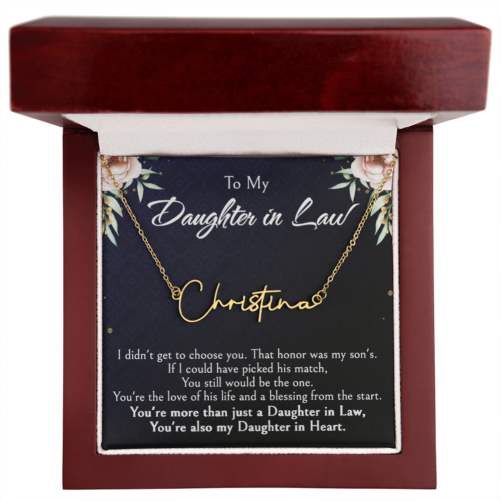 Custom Name Jewelry Gift for Daughter-in-Law, Meaningful Bonus Daughter Gift from Mother-in-Law, Personalized Pendant with Message Box