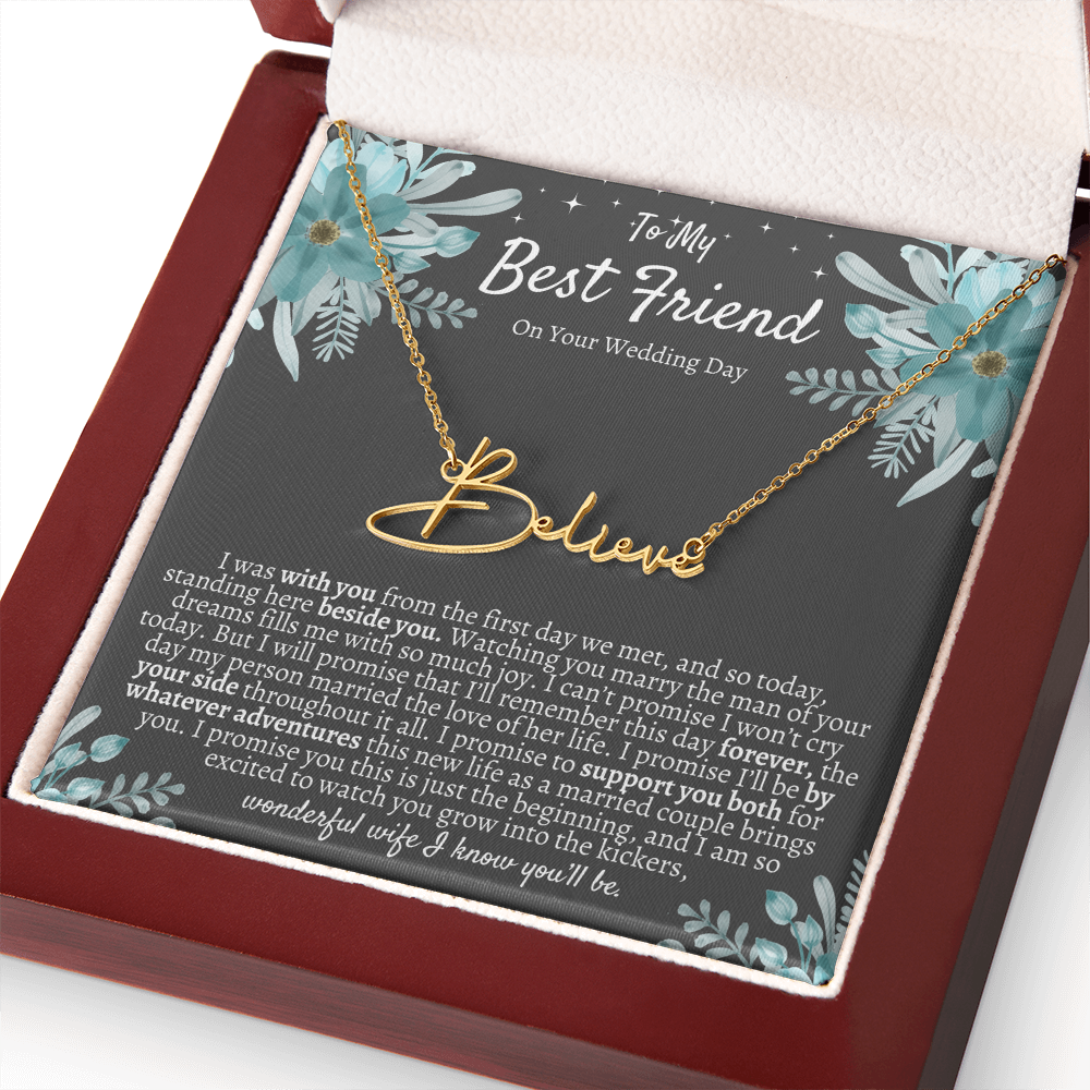 To My Best Friend On Your Wedding Day – Personalized Name Necklace, Custom Wedding Gift for Bride, Best Friend Wedding Jewelry, Made in USA