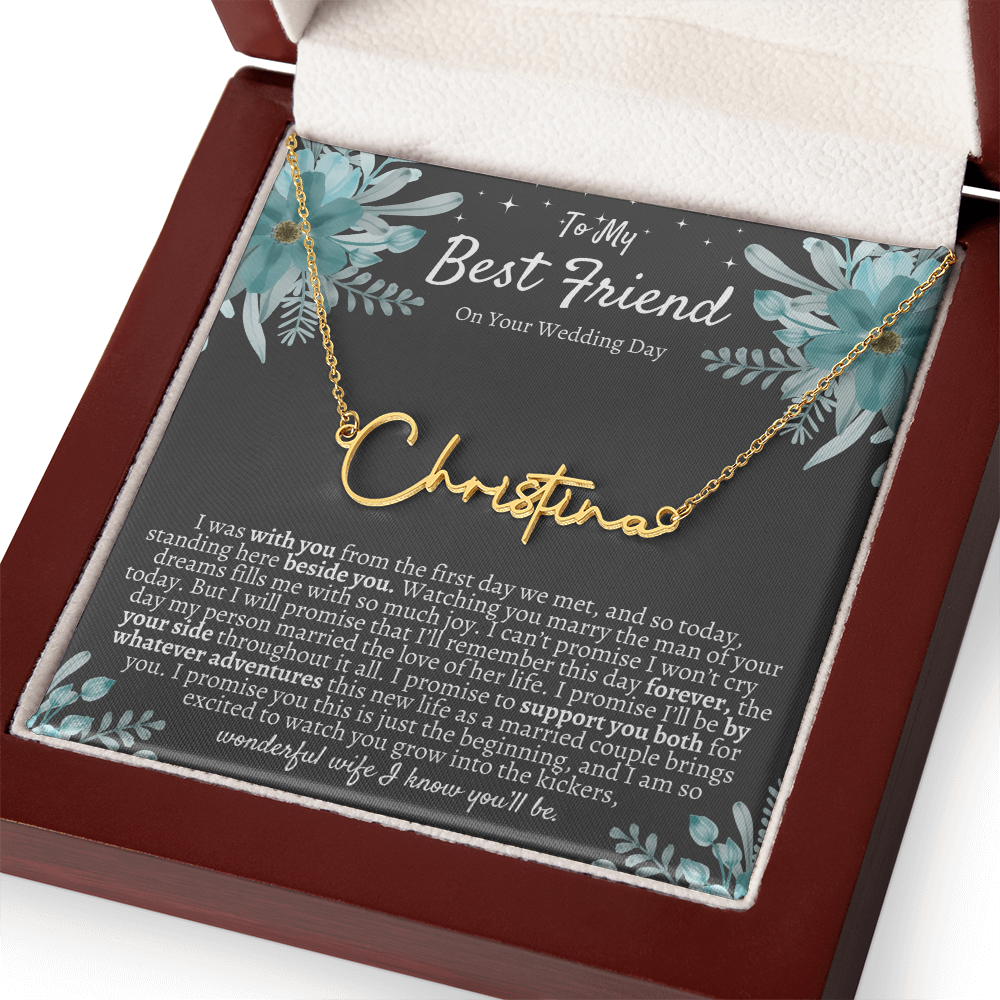 To My Best Friend On Your Wedding Day – Personalized Name Necklace, Custom Wedding Gift for Bride, Best Friend Wedding Jewelry, Made in USA