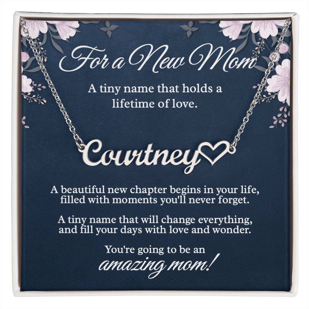Personalized Baby Name Necklace with Heart - New Mom Gift