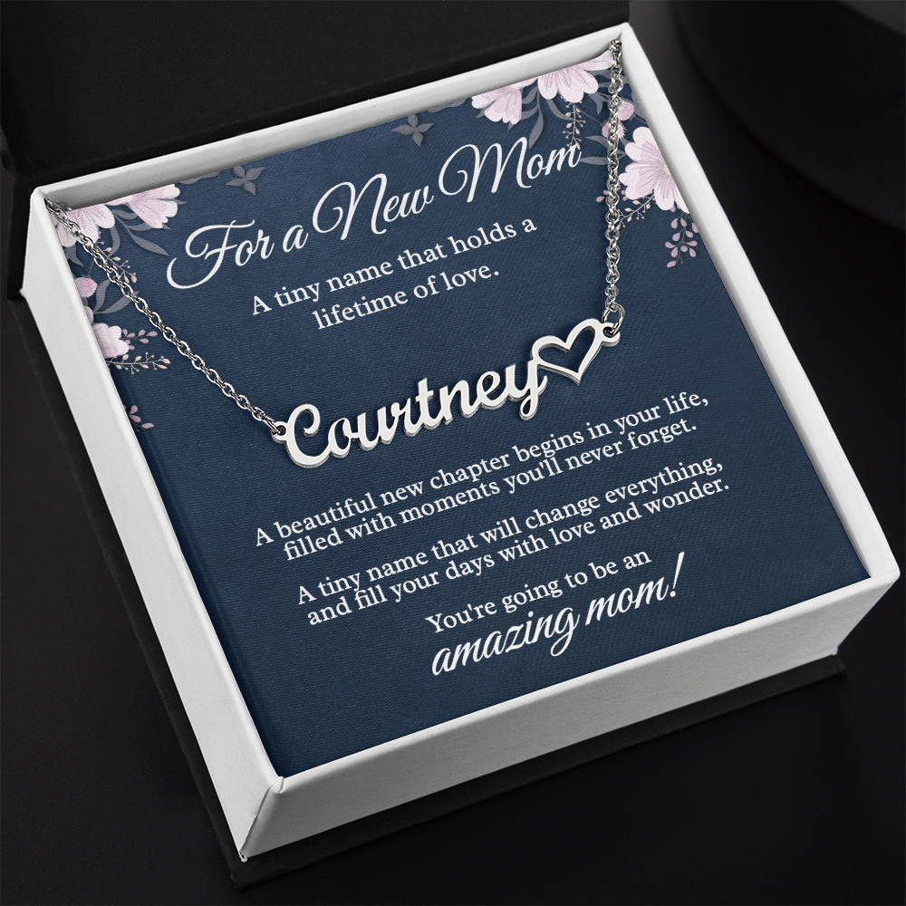 Personalized Baby Name Necklace with Heart - New Mom Gift
