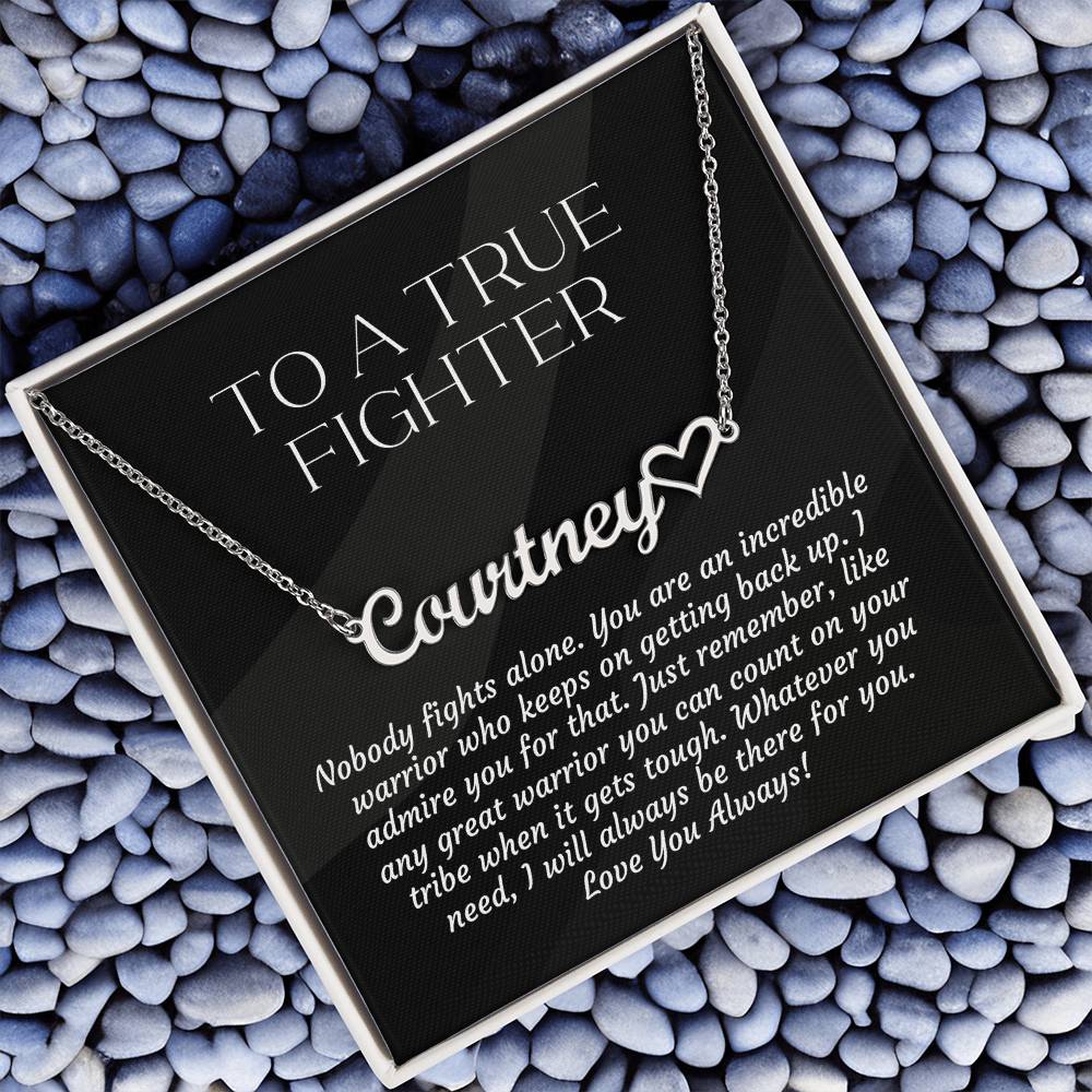 Personalized Empowering Gifts for Women: Cancer Survivor Necklace, Fighter & Warrior Encouragement, True Fighter