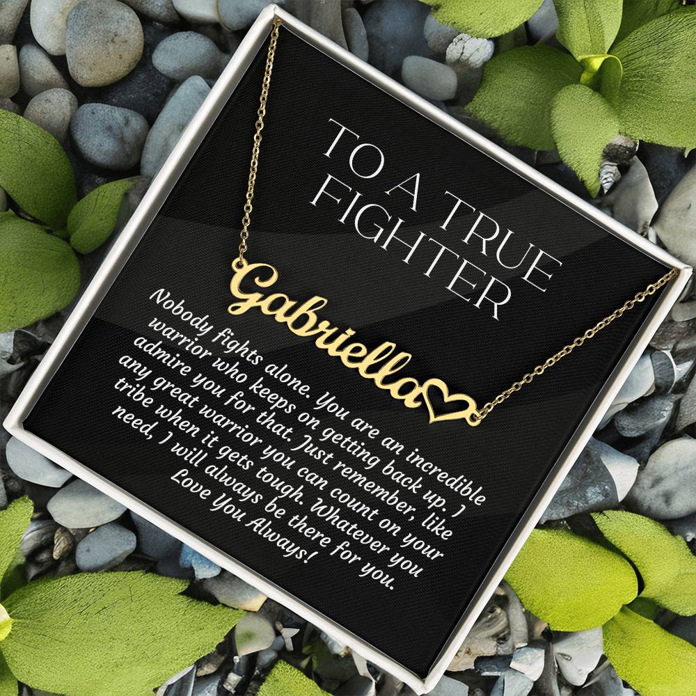 Personalized Empowering Gifts for Women: Cancer Survivor Necklace, Fighter & Warrior Encouragement, True Fighter