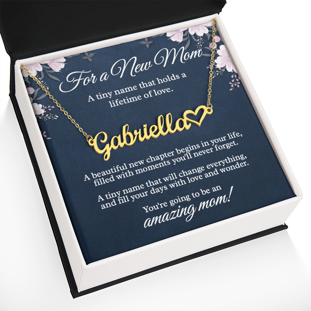 Personalized Baby Name Necklace with Heart - New Mom Gift