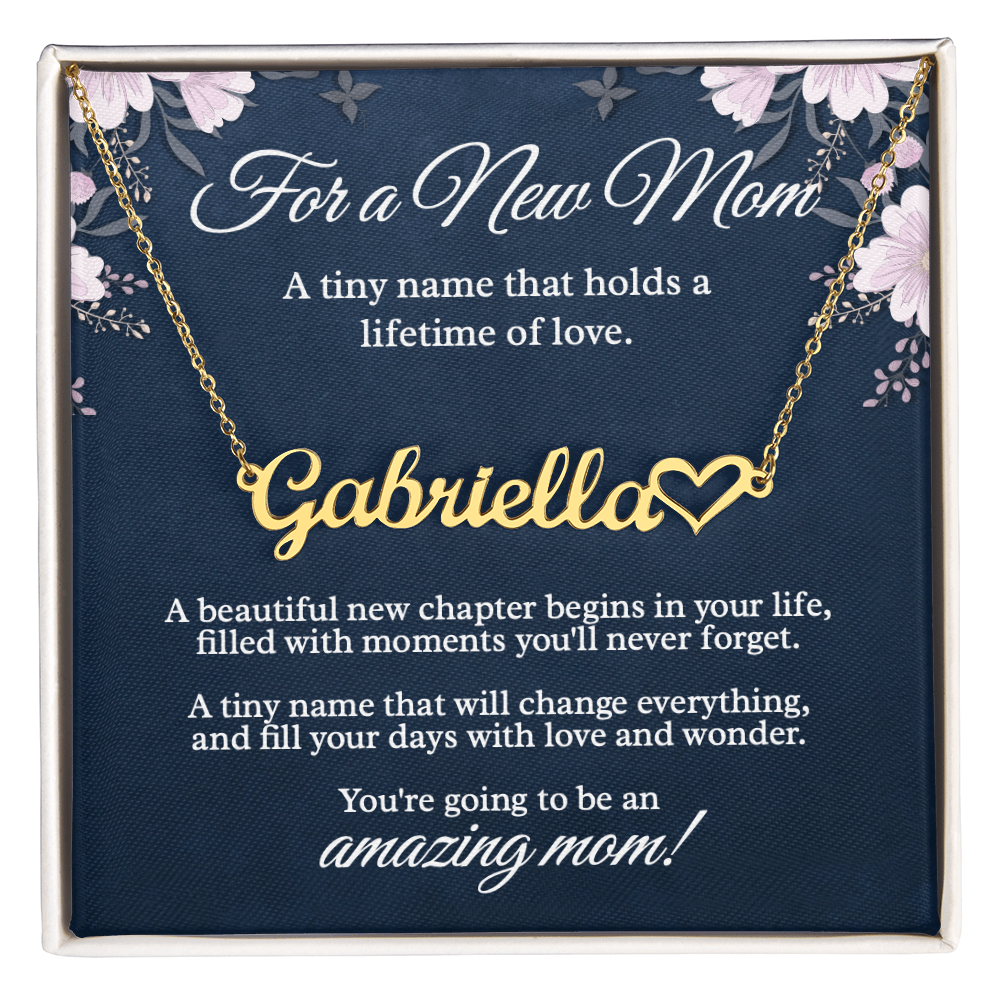 Personalized Baby Name Necklace with Heart - New Mom Gift