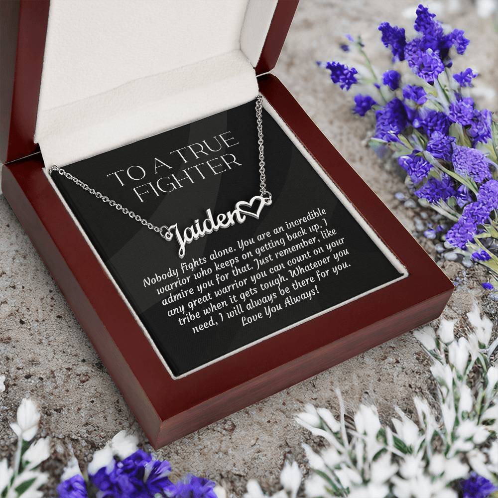 Personalized Empowering Gifts for Women: Cancer Survivor Necklace, Fighter & Warrior Encouragement, True Fighter