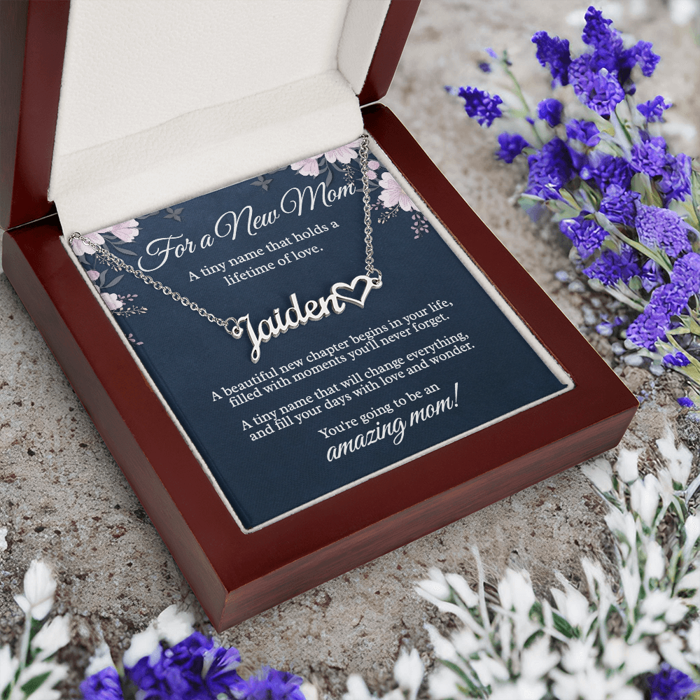 Personalized Baby Name Necklace with Heart - New Mom Gift