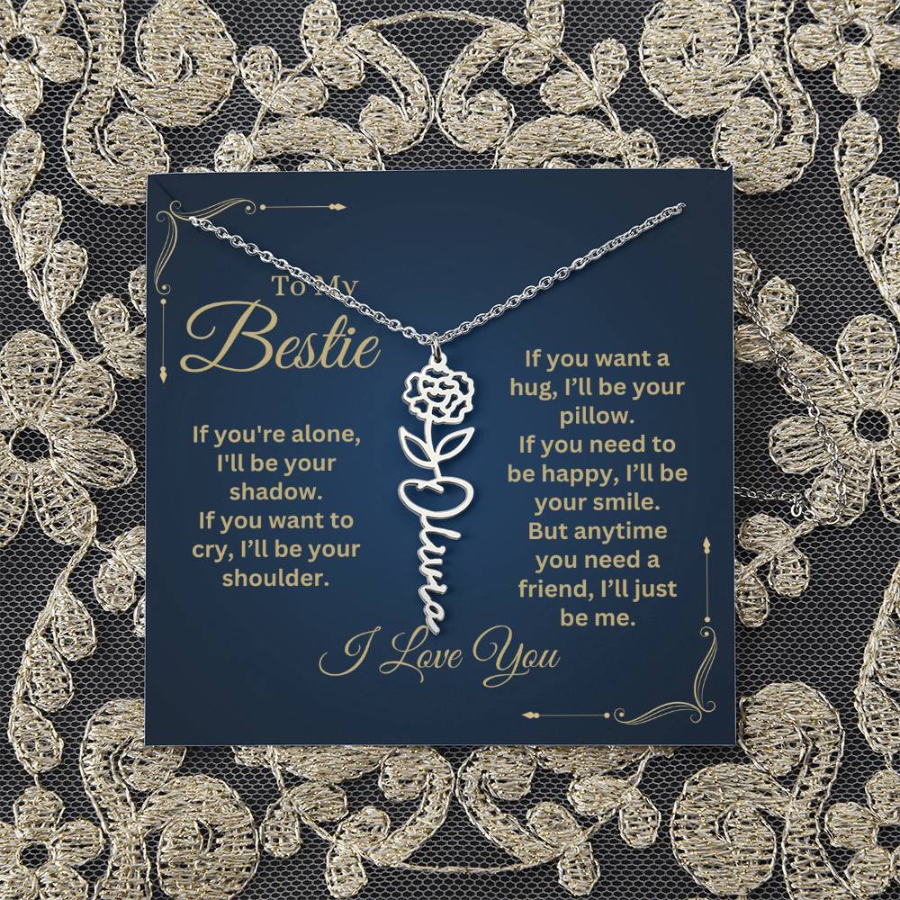 Best Friend Necklace, Best Friend Gift, Gift For Friend, Friendship, Personalized Necklace, Friend Forever Gifts, Flower Name Necklace