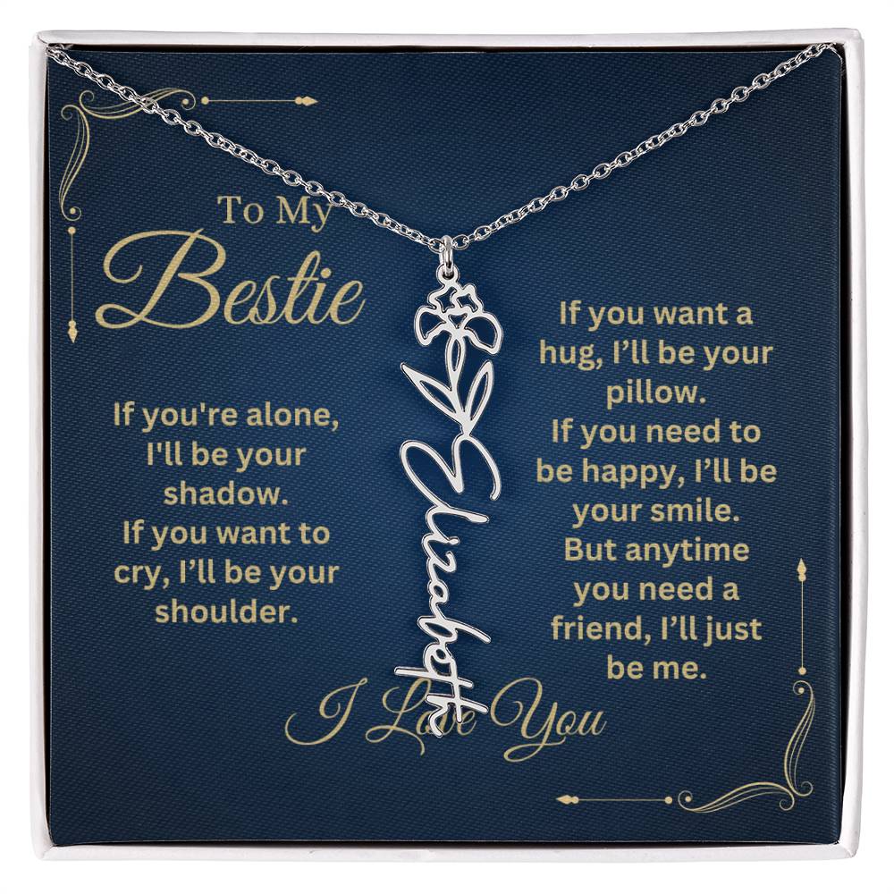 Best Friend Necklace, Best Friend Gift, Gift For Friend, Friendship, Personalized Necklace, Friend Forever Gifts, Flower Name Necklace