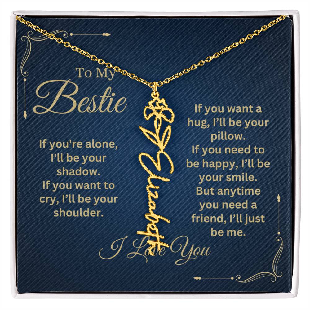 Best Friend Necklace, Best Friend Gift, Gift For Friend, Friendship, Personalized Necklace, Friend Forever Gifts, Flower Name Necklace