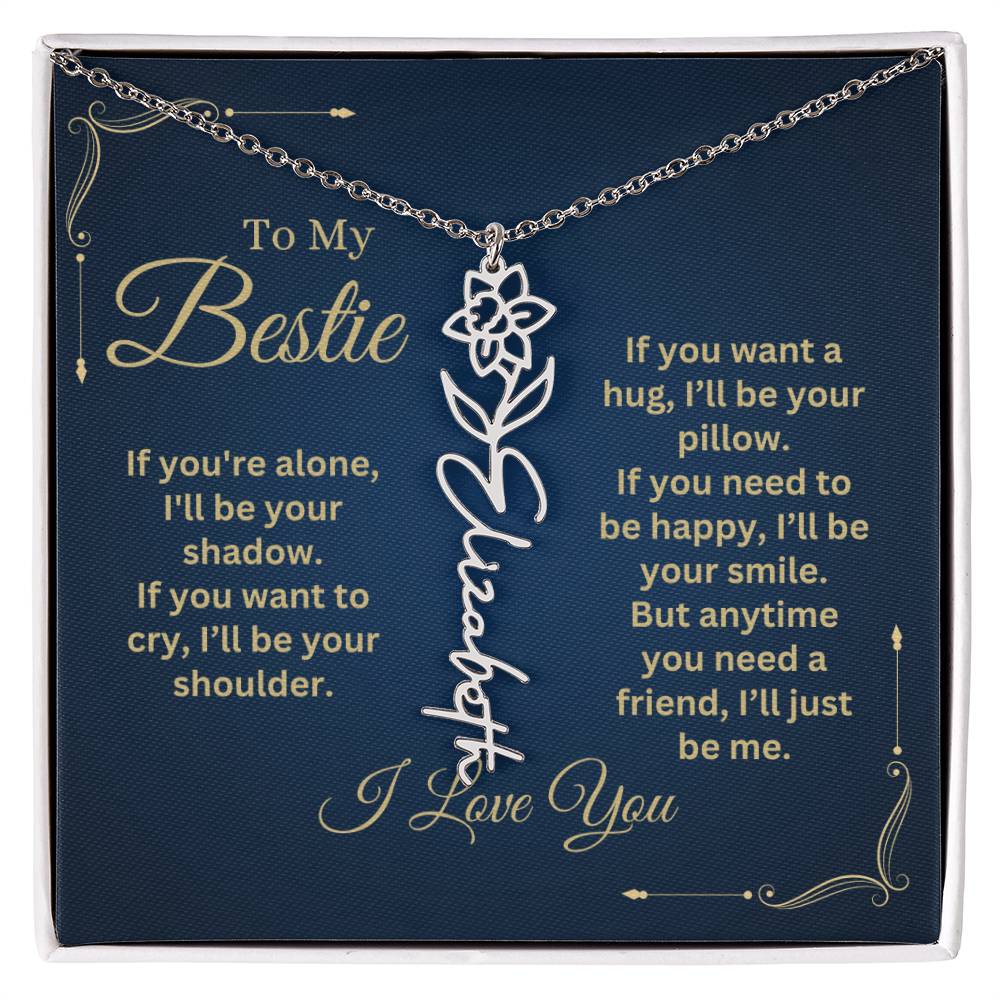 Best Friend Necklace, Best Friend Gift, Gift For Friend, Friendship, Personalized Necklace, Friend Forever Gifts, Flower Name Necklace