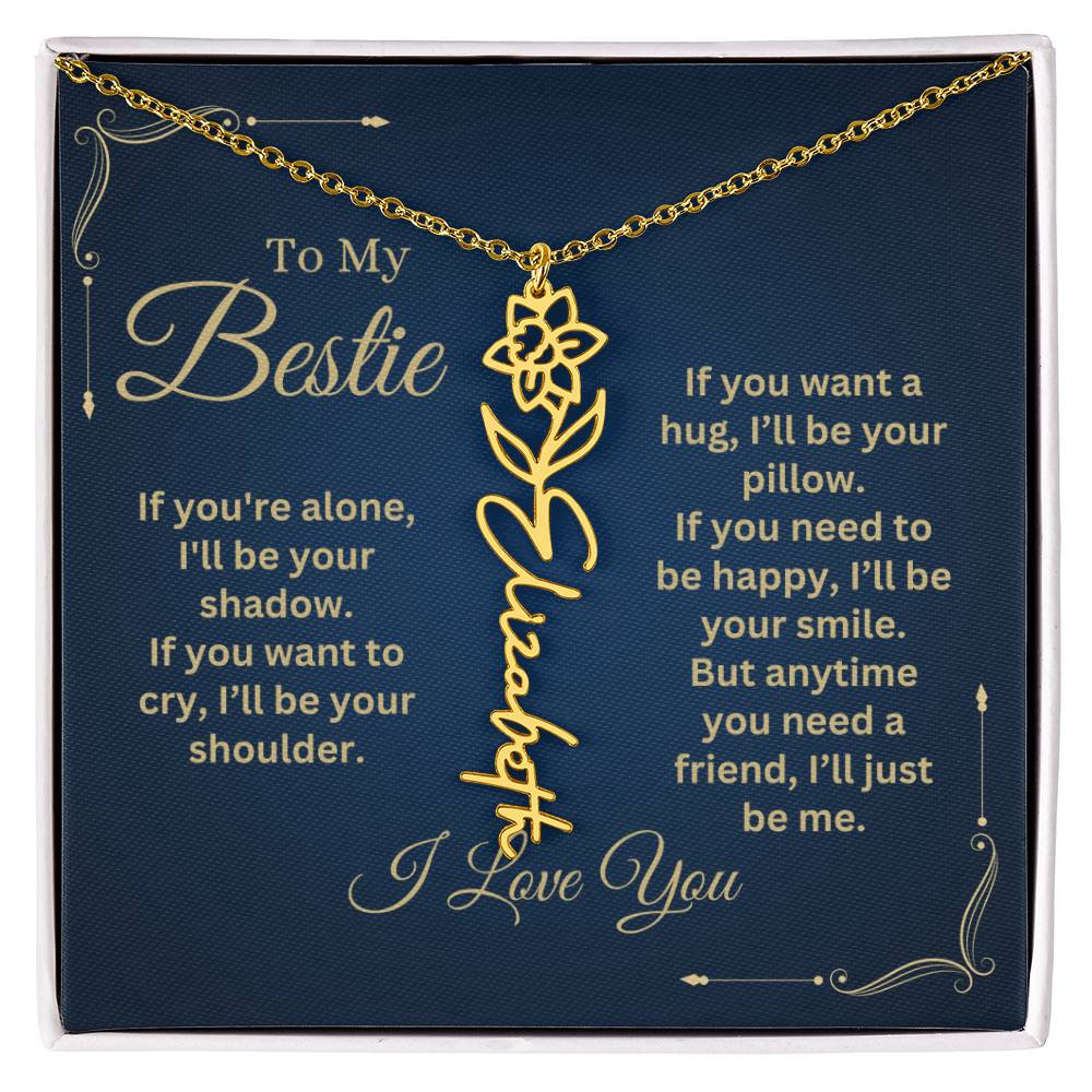 Best Friend Necklace, Best Friend Gift, Gift For Friend, Friendship, Personalized Necklace, Friend Forever Gifts, Flower Name Necklace