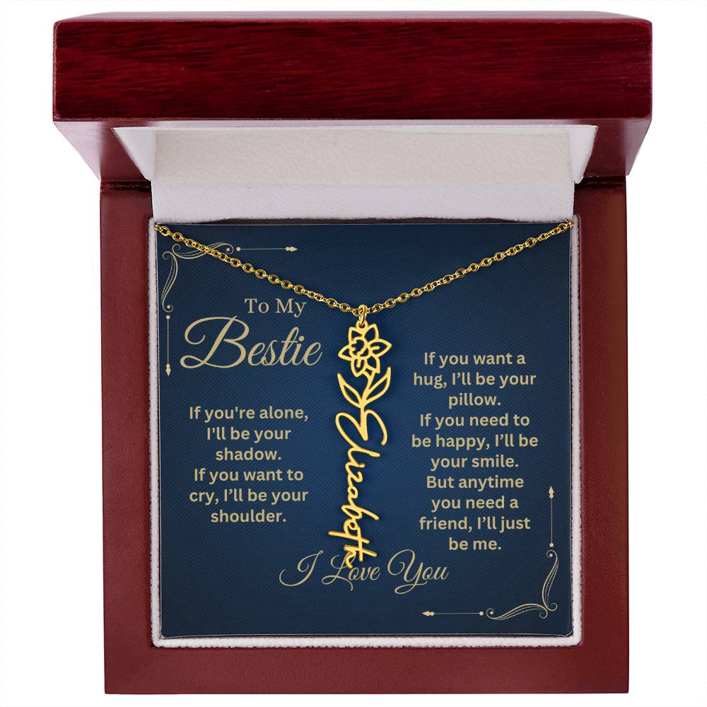 Best Friend Necklace, Best Friend Gift, Gift For Friend, Friendship, Personalized Necklace, Friend Forever Gifts, Flower Name Necklace