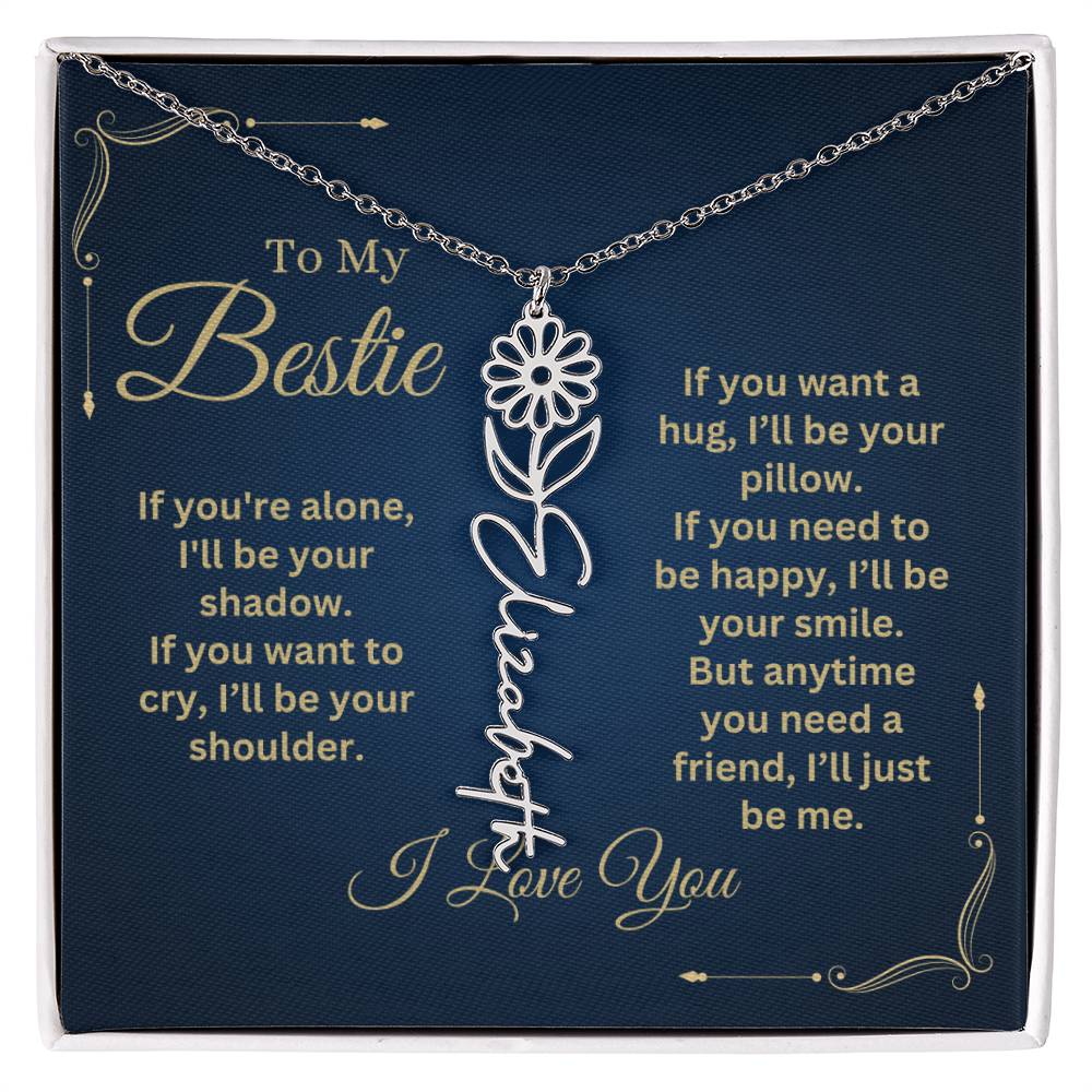 Best Friend Necklace, Best Friend Gift, Gift For Friend, Friendship, Personalized Necklace, Friend Forever Gifts, Flower Name Necklace