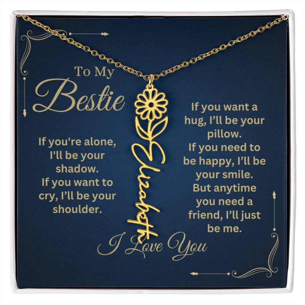 Best Friend Necklace, Best Friend Gift, Gift For Friend, Friendship, Personalized Necklace, Friend Forever Gifts, Flower Name Necklace