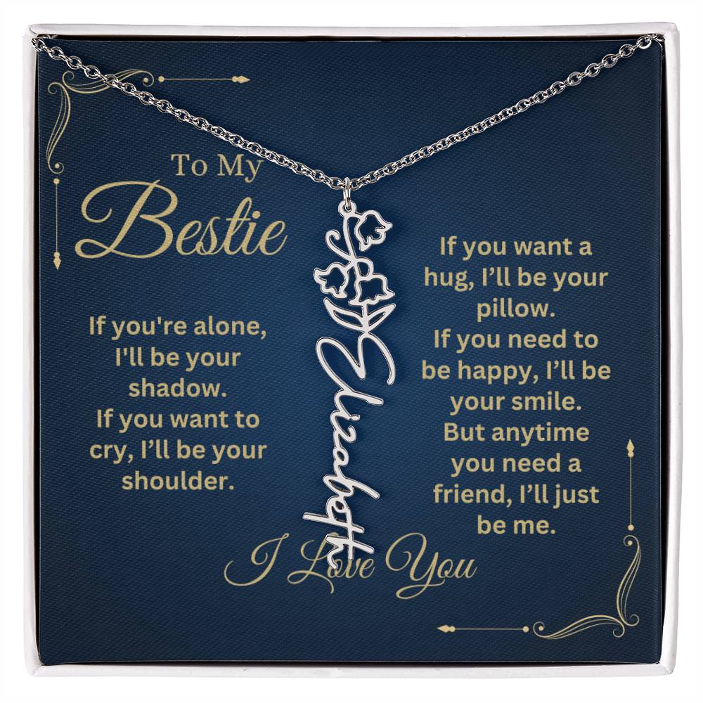 Best Friend Necklace, Best Friend Gift, Gift For Friend, Friendship, Personalized Necklace, Friend Forever Gifts, Flower Name Necklace