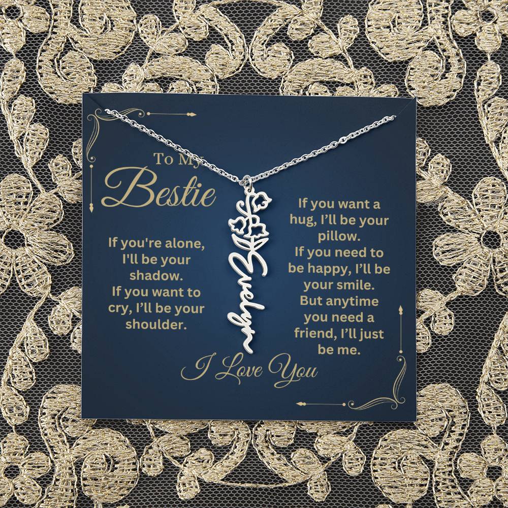 Best Friend Necklace, Best Friend Gift, Gift For Friend, Friendship, Personalized Necklace, Friend Forever Gifts, Flower Name Necklace