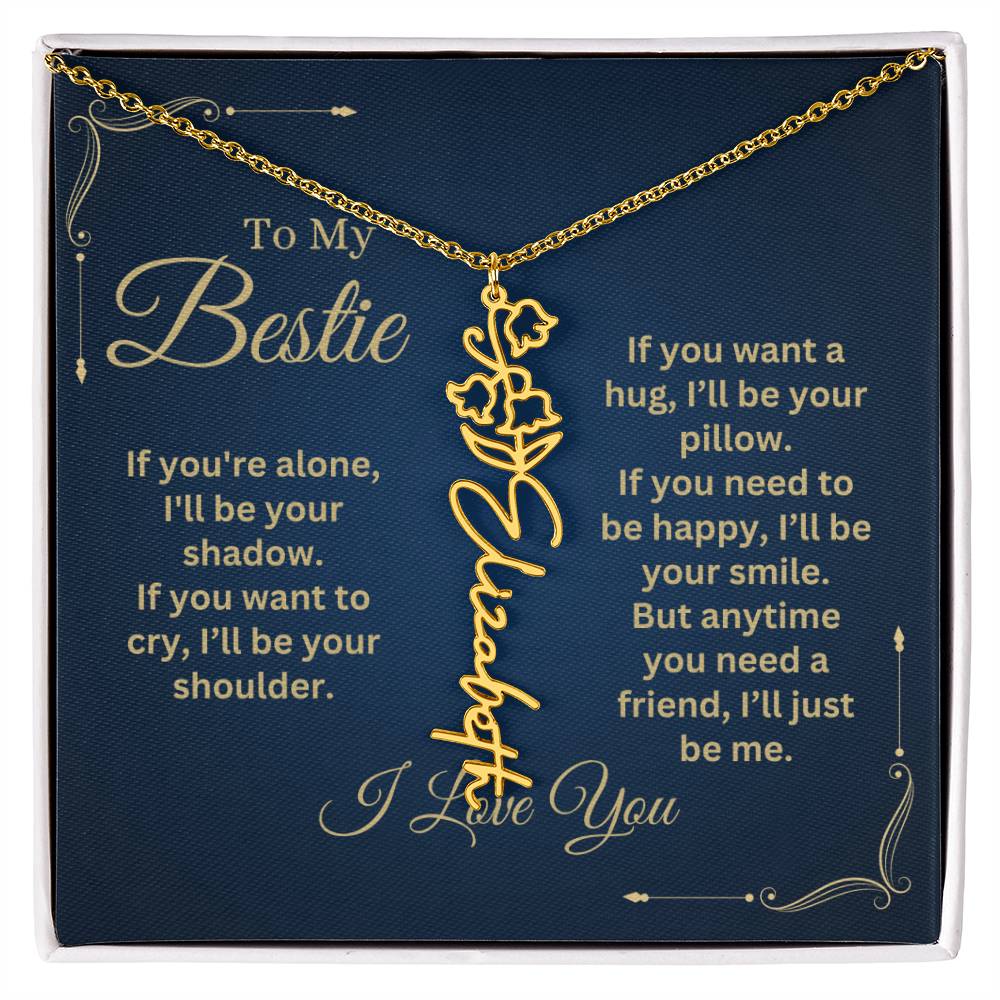 Best Friend Necklace, Best Friend Gift, Gift For Friend, Friendship, Personalized Necklace, Friend Forever Gifts, Flower Name Necklace