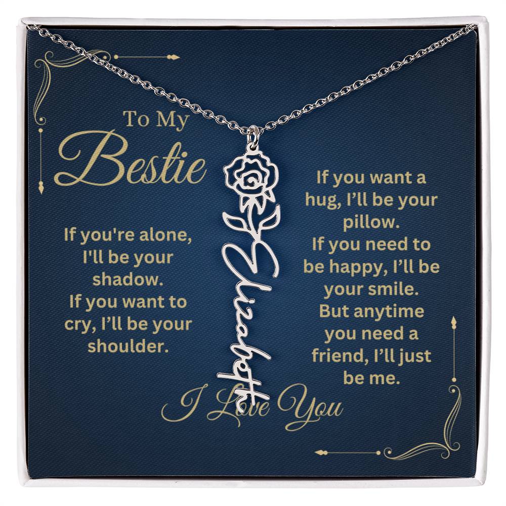 Best Friend Necklace, Best Friend Gift, Gift For Friend, Friendship, Personalized Necklace, Friend Forever Gifts, Flower Name Necklace
