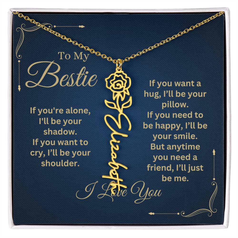 Best Friend Necklace, Best Friend Gift, Gift For Friend, Friendship, Personalized Necklace, Friend Forever Gifts, Flower Name Necklace