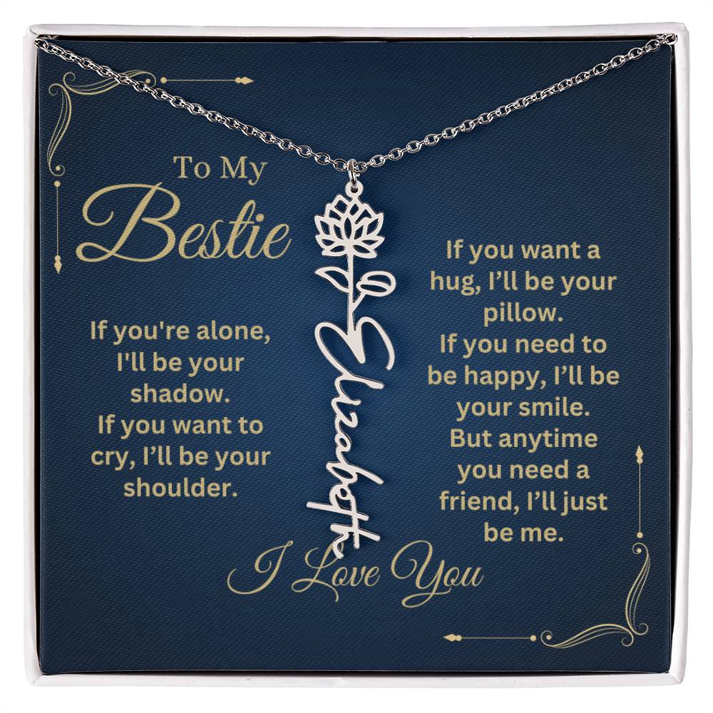 Best Friend Necklace, Best Friend Gift, Gift For Friend, Friendship, Personalized Necklace, Friend Forever Gifts, Flower Name Necklace