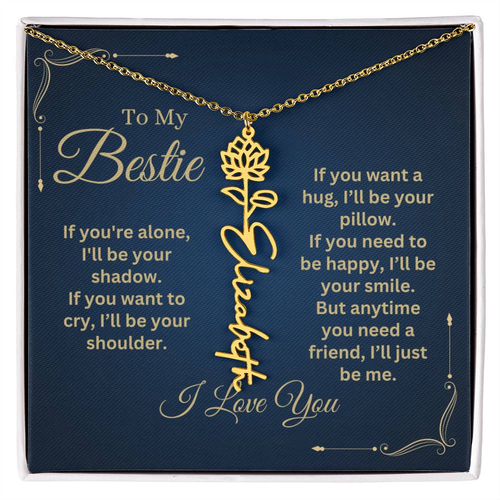 Best Friend Necklace, Best Friend Gift, Gift For Friend, Friendship, Personalized Necklace, Friend Forever Gifts, Flower Name Necklace