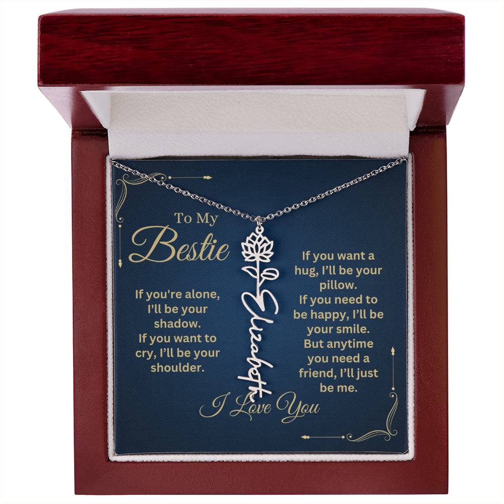 Best Friend Necklace, Best Friend Gift, Gift For Friend, Friendship, Personalized Necklace, Friend Forever Gifts, Flower Name Necklace