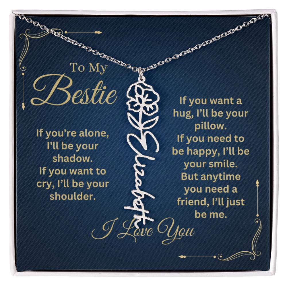 Best Friend Necklace, Best Friend Gift, Gift For Friend, Friendship, Personalized Necklace, Friend Forever Gifts, Flower Name Necklace